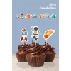 Uzay Temalı Doğum Günü * Cupcake Süsü 20li