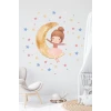 Ayda Oturan Balerin Kız + Yıldızlar 200 ad. Duvar Sticker 50x70 cm