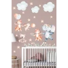 Hayvanlar Bulutlu Yıldızlı Duvar Sticker 70x100 cm