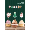 Kış Konseptli *Kürdanlı Cupcake Süsü 20li Kalın Kağıt