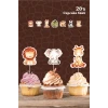 Safari Hayvanları Pastel *Kürdanlı CUPCAKE Süsü *20li Kalın Kağıt