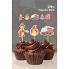 İtfaiye Temalı Cupcake Süsü 20li
