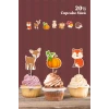 Orman hayvanları Konsepti *Kürdanlı Cupcake Süsü 20li *Kalın Kağıt