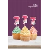 Unicorn Temalı * 7 (yedi) Yaşında Cupcake Süsü 10lu
