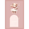 2li Ayaklı Pano Seti Pudra Çizgili, Beyaz Tütülü Ayakta Sevimli Ayıcık Temalı / 70 cm - 50 cm