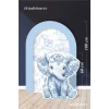 2li Ayaklı Pano Seti Safari Mavi, Oturan Fil Temalı / 100 cm - 60 cm