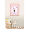 İsme Özel Pembe Tokalı Oturan Kız Ahşap Çerçeve 30x40 cm Tablo, Hastane Odası Kapı Süsü, Çocuk Odası, Dekorasyon