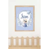 İsme Özel Şapkalı Oturan Erkek Bebek Ahşap Çerçeve 30x40 cm Tablo, Hastane Odası Kapı Süsü, Çocuk Odası, Dekorasyon
