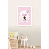 İsme Özel Pembe Tokalı Oturan Kız Beyaz Çerçeve 30x40 cm Tablo, Hastane Odası Kapı Süsü, Çocuk Odası, Dekorasyon