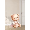 Elbiseli Oturan Sevimli Ayıcık Temalı - 70 cm Ayaklı Pano
