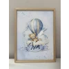 İsme Özel Boyutlu Balon Ayıcık Figürlü Ahşap Çerçeve 30x40 cm Tablo, Hastane Odası Kapı Süsü, Çocuk Odası, Dekorasyon