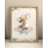İsme Özel Boyutlu Kelebekli Tavşan Ahşap Çerçeve 30x40 cm Tablo, Hastane Odası Kapı Süsü, Çocuk Odası, Dekorasyon