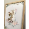 İsme Özel Boyutlu Kelebekli Tavşan Ahşap Çerçeve 30x40 cm Tablo, Hastane Odası Kapı Süsü, Çocuk Odası, Dekorasyon