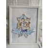 İsme Özel Boyutlu Mavi Atlıkarınca Beyaz Çerçeve 30x40 cm Tablo, Hastane Odası Kapı Süsü, Çocuk Odası, Dekorasyon