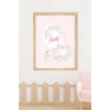 İsme Özel Boyutlu Soft Pink Tavşan Ahşap Çerçeve 30x40cm Tablo, Hastane Odası Kapı Süsü, Çocuk Odası, Dekorasyon