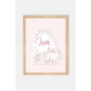 İsme Özel Boyutlu Soft Pink Tavşan Ahşap Çerçeve 30x40cm Tablo, Hastane Odası Kapı Süsü, Çocuk Odası, Dekorasyon