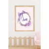 İsme Özel Boyutlu Mor Fiyonk Ahşap Çerçeve 30x40cm Tablo, Hastane Odası Kapı Süsü, Çocuk Odası, Dekorasyon