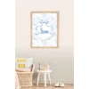 İsme Özel Mavi Fiyonklu Safari Ahşap Çerçeve 30x40cm Tablo, Hastane Odası Kapı Süsü, Çocuk Odası, Dekorasyon