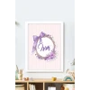 İsme Özel Mor Fiyonk Beyaz Çerçeve 30x40 cm Tablo, Hastane Odası Kapı Süsü, Çocuk Odası, Dekorasyon