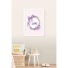 İsme Özel Mor Fiyonk Beyaz Çerçeve 30x40 cm Tablo, Hastane Odası Kapı Süsü, Çocuk Odası, Dekorasyon