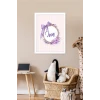 İsme Özel Mor Fiyonk Beyaz Çerçeve 30x40 cm Tablo, Hastane Odası Kapı Süsü, Çocuk Odası, Dekorasyon