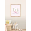 İsme Özel Pink Rabbit Ahşap Çerçeve 30x40 cm Tablo, Hastane Odası Kapı Süsü, Çocuk Odası, Dekorasyon