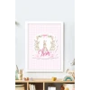 İsme Özel Pink Rabbit Beyaz Çerçeve 30x40 cm Tablo, Hastane Odası Kapı Süsü, Çocuk Odası, Dekorasyon