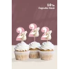 Kelebekli Tavşan 2 Yaşında Cupcake Süsü 10lu
