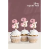 Kelebekli Tavşan 3 Yaşında Cupcake Süsü 10lu