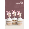 Kelebekli Tavşan 4 Yaşında Cupcake Süsü 10lu
