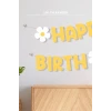 Papatya Temalı Happy Birthday Büyük Banner *Kalın Kağıt 150 cm