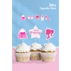 Pembe Kız Temalı Cupcake Süsü 20li