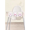 Pink Rabbit Pembe Tavşan Temalı TWO Banner (Kalın Kağıt) Doğum Günü