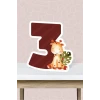 Safari Pastel Temalı Ayaklı Rakam Panosu - 3 Yaş (40 cm)