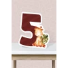 Safari Pastel Temalı Ayaklı Rakam Panosu - 5 Yaş (40 cm)