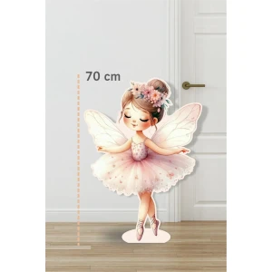 Peri Kızı Çiçekli Taç Soft Pink 70 cm Ayaklı Pano | Dekor | Pink | Pembe