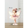 Peri Kızı Çiçekli Taç Soft Pink 70 cm Ayaklı Pano | Dekor | Pink | Pembe
