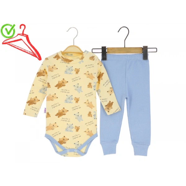 3/9 AY BEBE ERKEK TAKIM BADİLİ AYI BASKILI