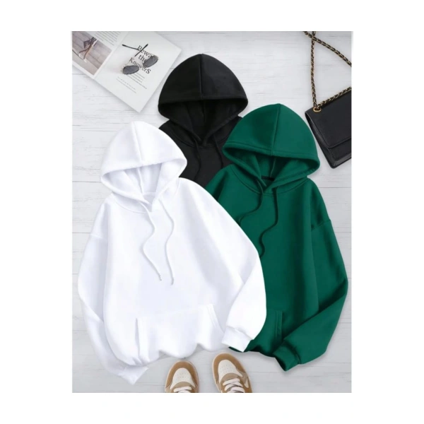 Düz Uzun Kollu Oversize Kadın Hoodie