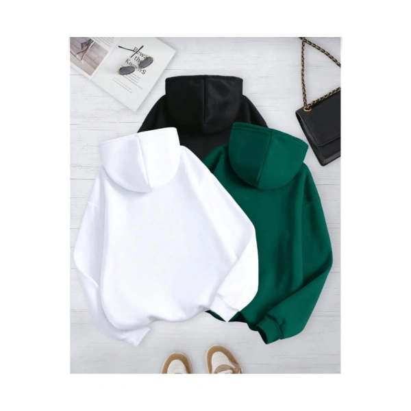 Düz Uzun Kollu Oversize Kadın Hoodie