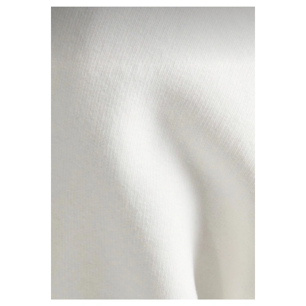 Beyaz Pamuklu Unisex Oversize Basic Bisiklet Yaka Sweatshirt