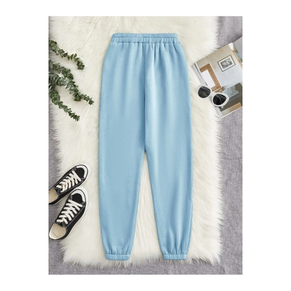 Kadın Bebemavi 3 Iplik Düz Elastik Bel Ve Paça Termal Astarlı Jogger Eşofman Altı