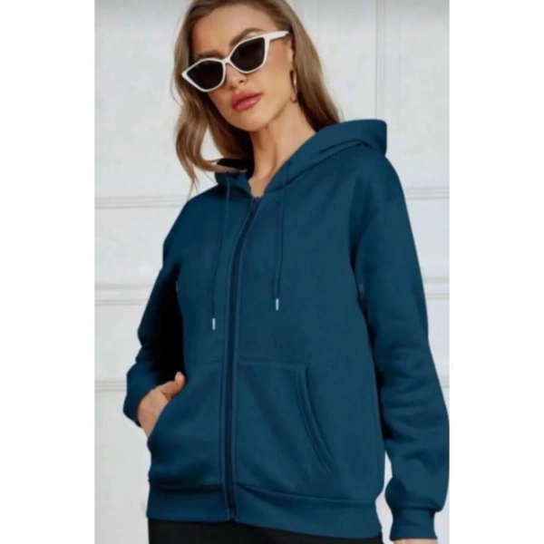 Mavi Fermuarlı 3 Iplik Mevsimlık Hırka / Ceket