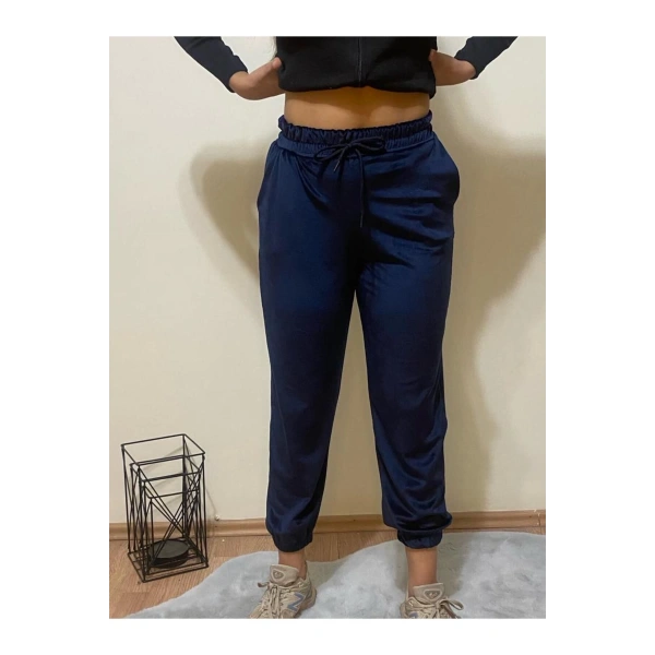 Fransız Kadife Eşofman Alt 2 Cepli Bel-Paça Lastikli