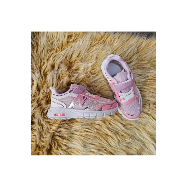 Çocuk Ayakkabı Işıklı Rahat Kalıp Nefes Alabilen Kumaş Bağcıklı