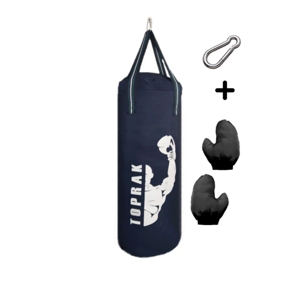 9-13 Yaş Boks Torbası 60Cm Çocuk Boks Torbası Eldiven+Karabina Hediyeli Lacivert