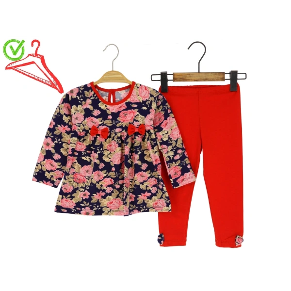 9/24 AY KIZ TAKIM TAYTLI FİYONKLU ÇİÇEK DESENLİ