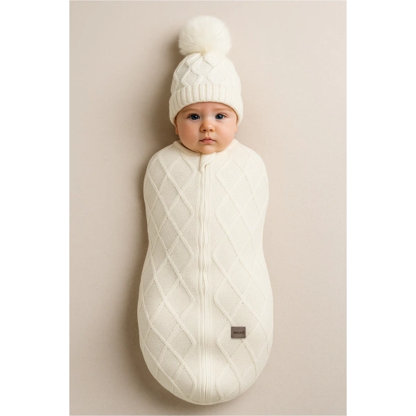 Akm Life Baby İn Swadding Triko Kundak 75108 Ekru