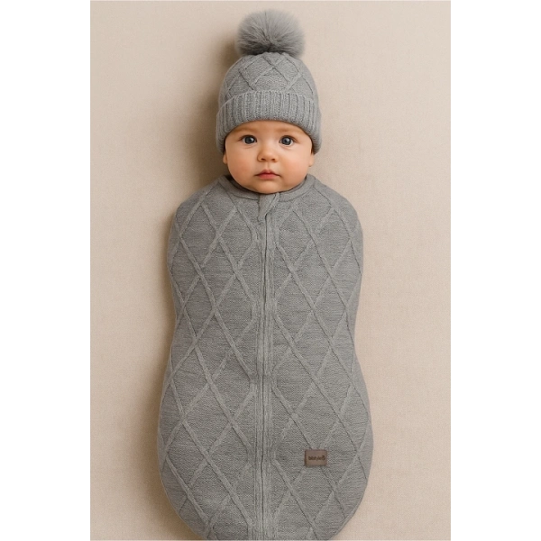 Akm Life Baby İn Swadding Triko Kundak 75108 Gri