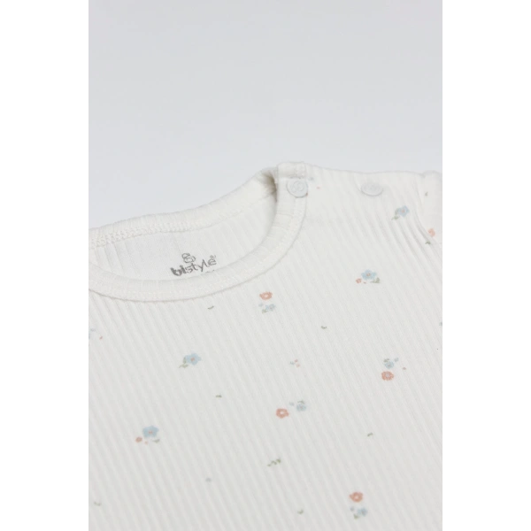 Akm Life Flying Bloom White Yarım Kol 2li Body 17118 Ekru Gül Kurusu